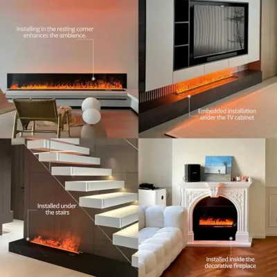 Cheminée électrique à vapeur d'eau, flamme LED – image 3