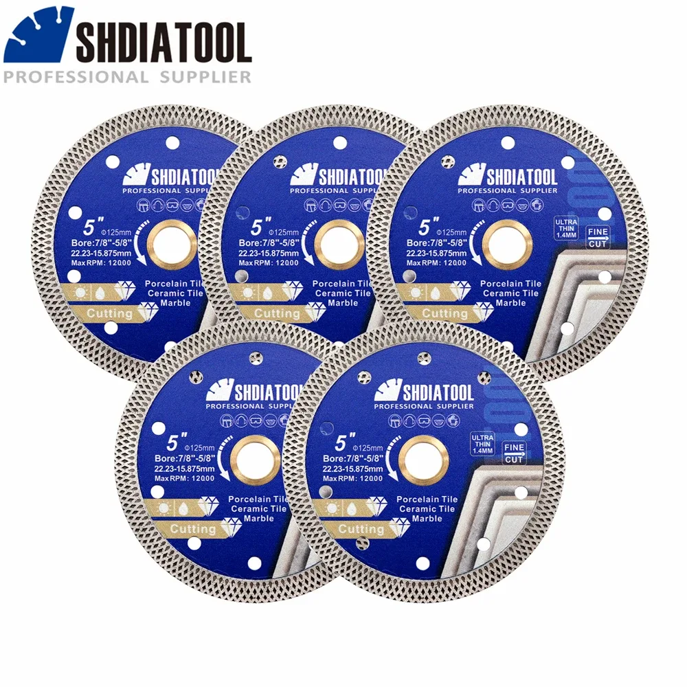 Lames diamant 125 mm pour carrelage, lot de 5