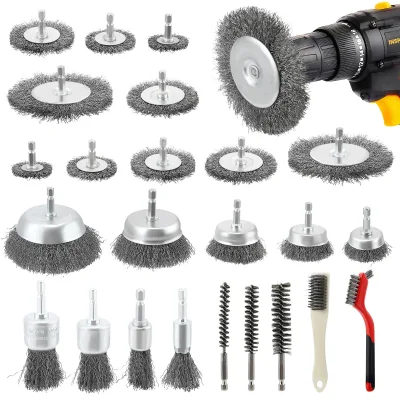 Lot de 24 brosses métalliques pour perceuse