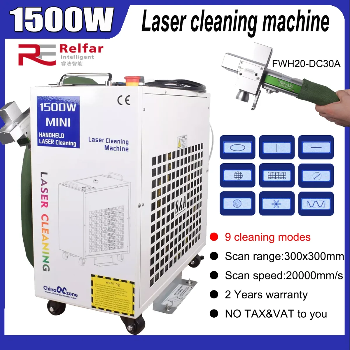 Nettoyeur laser à fibre portatif 1500 W pour métaux